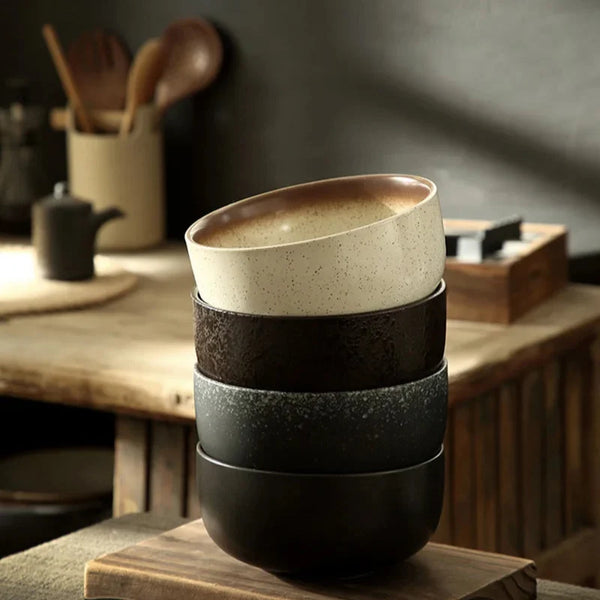 Modern Ceramic Soup Bowls 4 Piece Artisan Dinnerware Set For Daily Dining