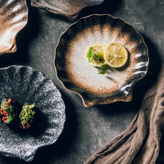 Elegant Coastal Shell Dinner Plates Premium Ceramic Tableware