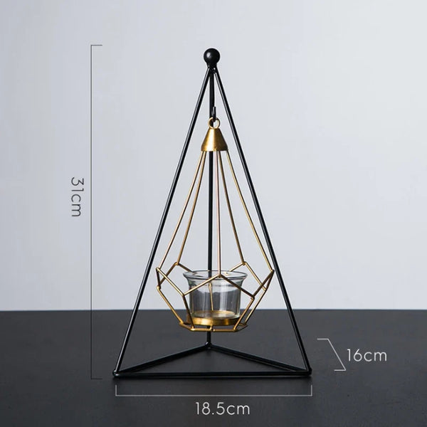 Luxury Hanging Diamond Geometric Metal Candle Holder Decor