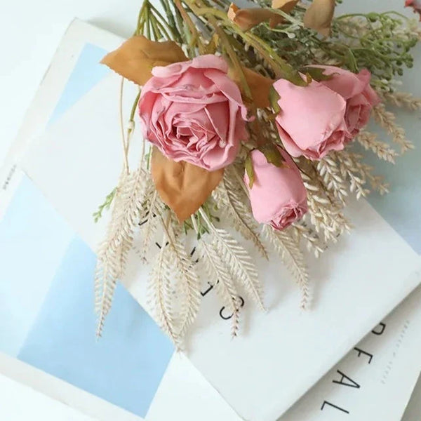 Premium Faux Dried Rose Bundle For Home Decor And Flower Arrangements