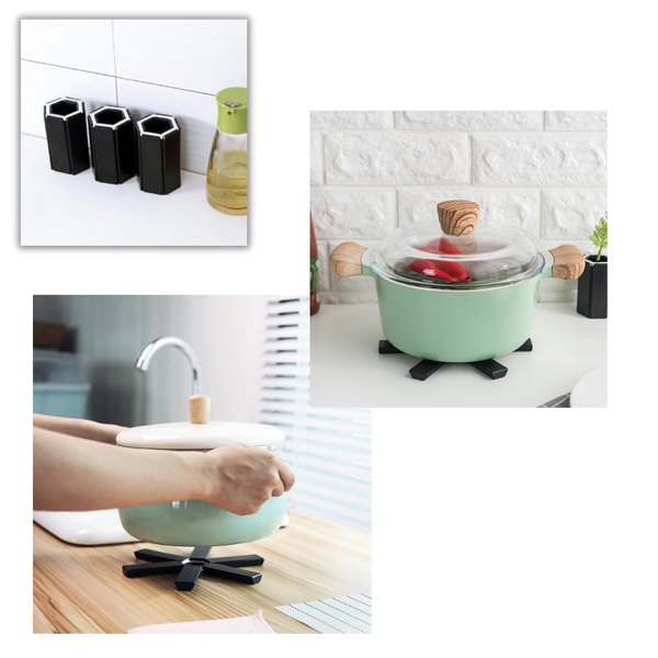 Foldable Hex Potholder Doubles As Heat Resistant Trivet And Coaster