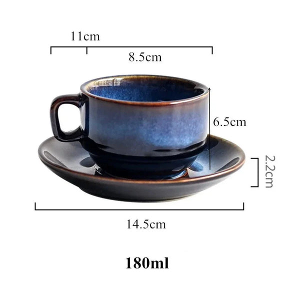Laguna Kiln Deep Blue Ceramic Mug Set For Morning Tea And Coffee