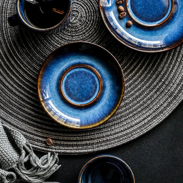 Laguna Kiln Deep Blue Ceramic Mug Set For Morning Tea And Coffee