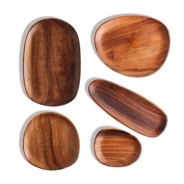 Natural Acacia Wood Serving Tray Set For Appetizers And Charcuterie Board
