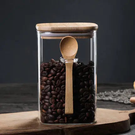 Bamboo and Glass 3 Piece Container Set Kitchen Storage Eco Friendly