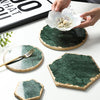 Green Marble Slab Coasters for Dining Table Natural Stone Home Decor