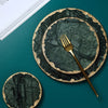 Green Marble Slab Coasters for Dining Table Natural Stone Home Decor