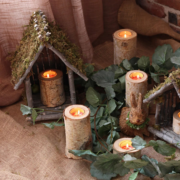 Premium Sustainable Birch Wood Candle Holder For Home Table Centerpiece
