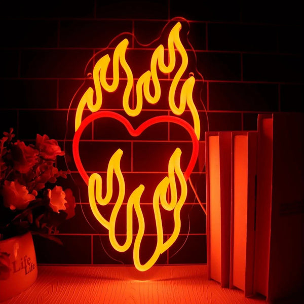 Heart on Fire Neon Light