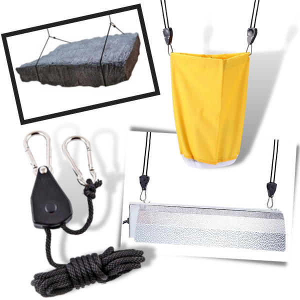Heavy-Duty Adjustable Rope Ratchet Hangers for Indoor Grow Light Suspension