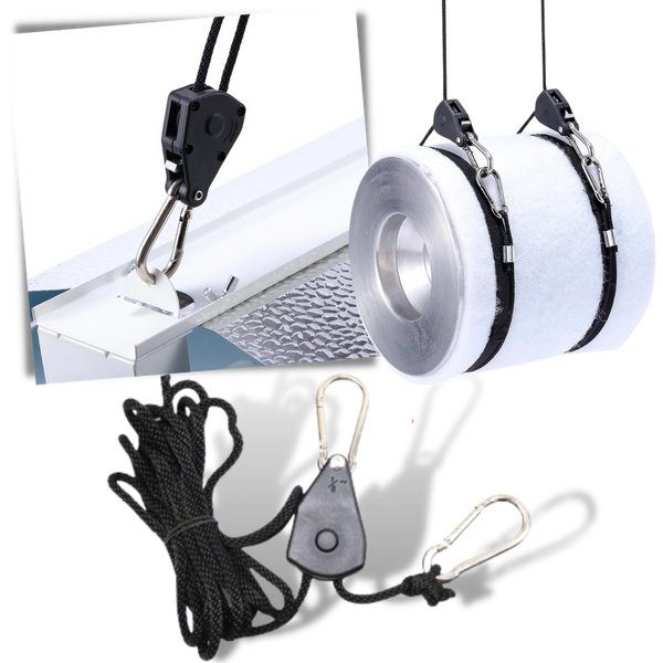Heavy-Duty Adjustable Rope Ratchet Hangers for Indoor Grow Light Suspension