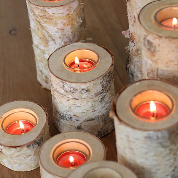Premium Sustainable Birch Wood Candle Holder For Home Table Centerpiece