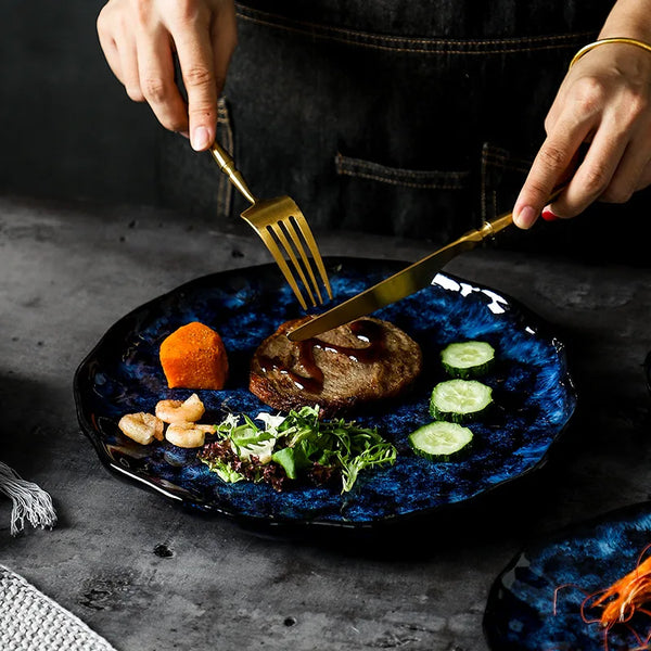 Blue Nebula 10 Piece Celestial Dinner Set Elegant Home Tableware