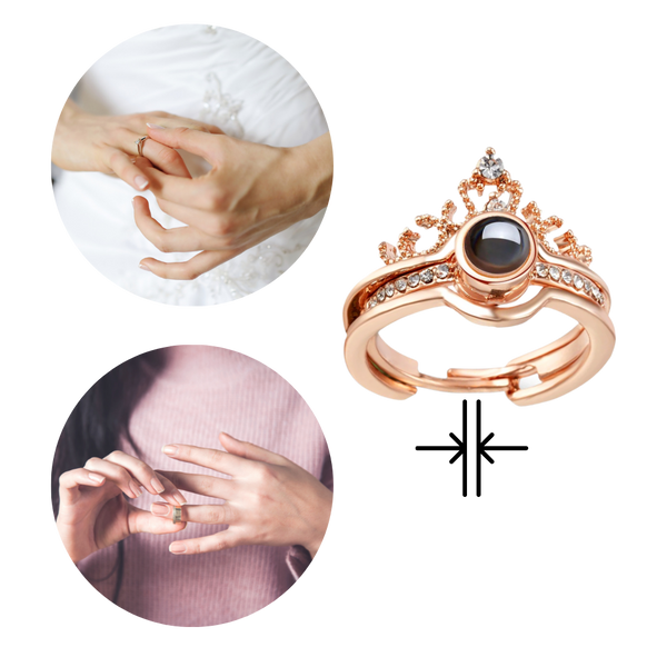 Dual Ring Set With Multilingual Love Message Across 100 Languages Adjustable