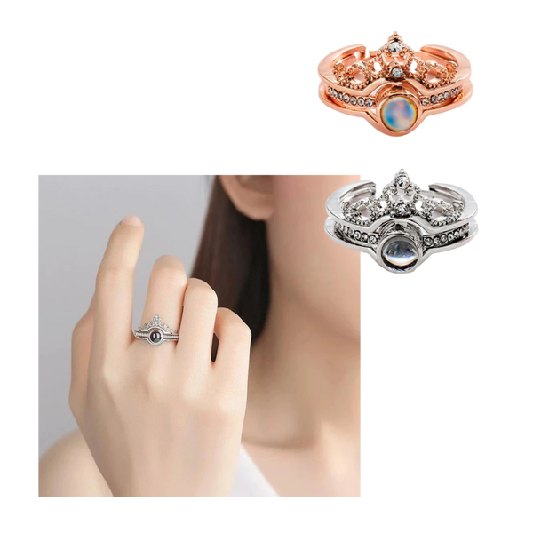 Dual Ring Set With Multilingual Love Message Across 100 Languages Adjustable