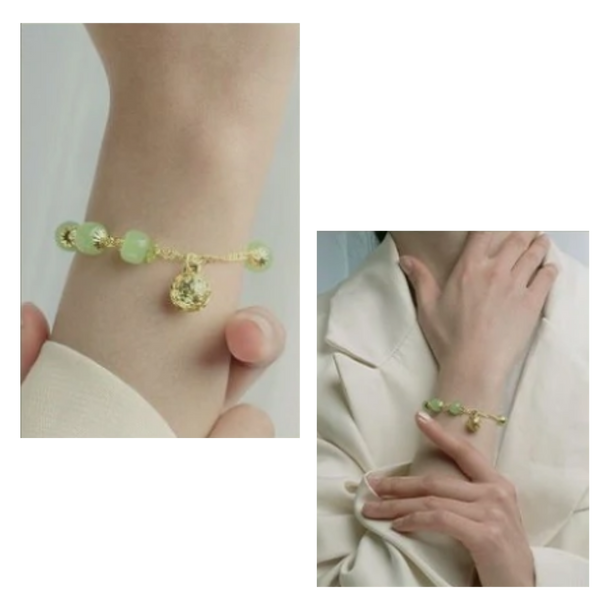 Elegant Nephrite Jade Bell Bracelet With Adjustable Length