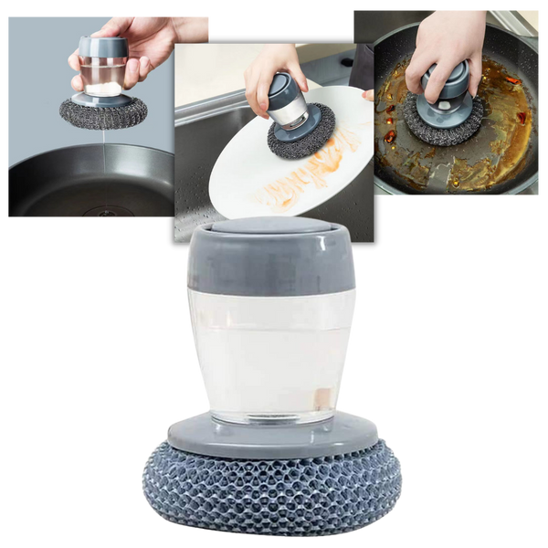 Premium Kitchen Palm Brush With Built In Soap Dispenser