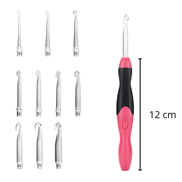 Illuminated Crochet Hook Set With Ergonomic Handles And Built In Light