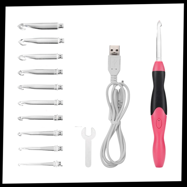 Illuminated Crochet Hook Set With Ergonomic Handles And Built In Light
