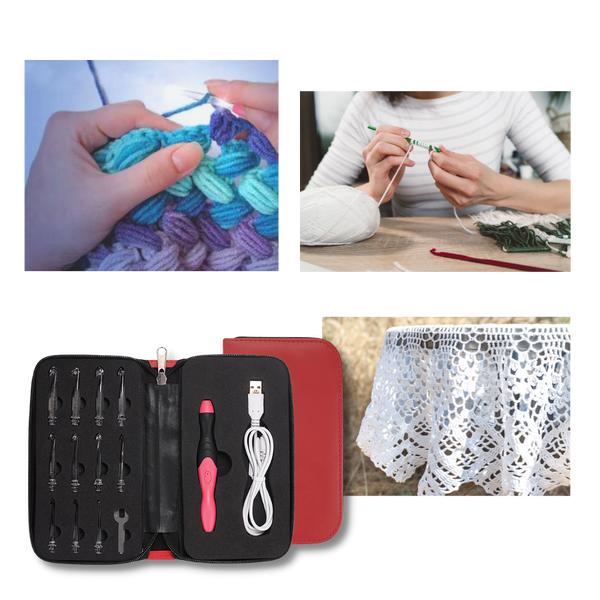 Illuminated Crochet Hook Set With Ergonomic Handles And Built In Light