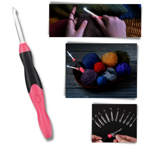 Illuminated Crochet Hook Set With Ergonomic Handles And Built In Light