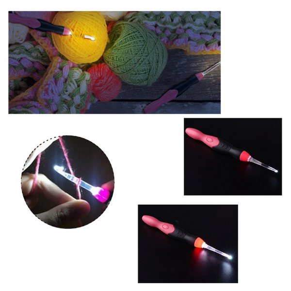 Illuminated Crochet Hook Set With Ergonomic Handles And Built In Light
