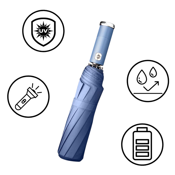 Windproof LED Umbrella With Integrated Night Light For All Weather