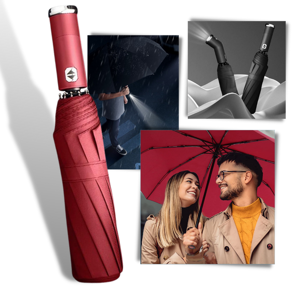 Windproof LED Umbrella With Integrated Night Light For All Weather