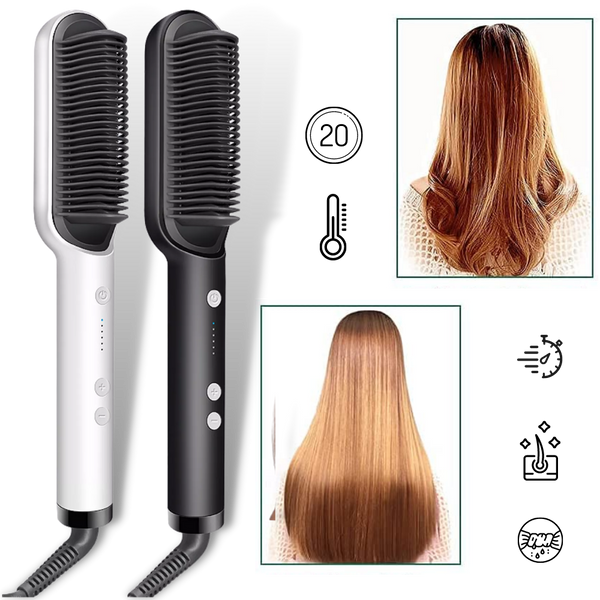 2-In-1 Ceramic Hair Straightening Brush With Intelligent Temperature Control