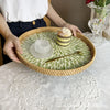 Lotus Leaf Rattan & Shell Fruit Basket Tray