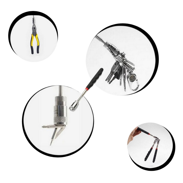 Retractable Magnetic Pickup Tool With LED Light For Dark Spaces