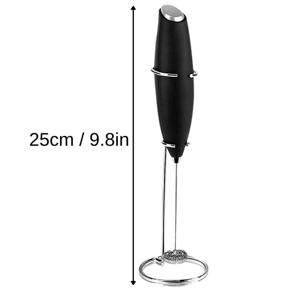 Stainless Steel Handheld Milk Frother With Stand For Creamy Latte Foam