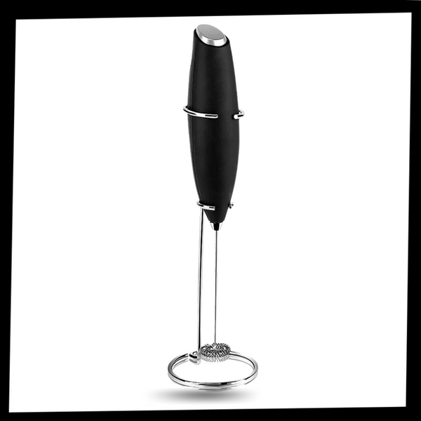 Stainless Steel Handheld Milk Frother With Stand For Creamy Latte Foam