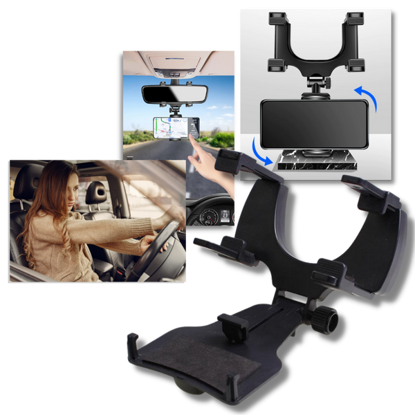 Universal Rearview Mirror Phone Mount For Safer Hands Free Driving