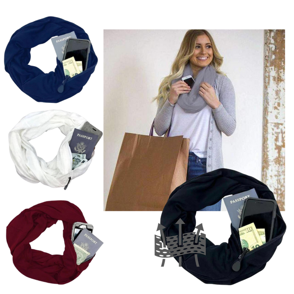 Cozy Lightweight Muffler With Secret Pocket For Safe Valuables