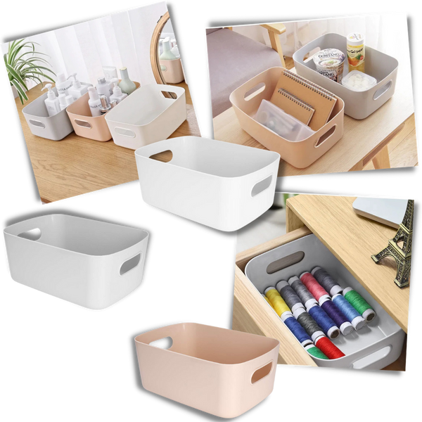 Portable Plastic Storage Basket For Makeup And Skincare Organization