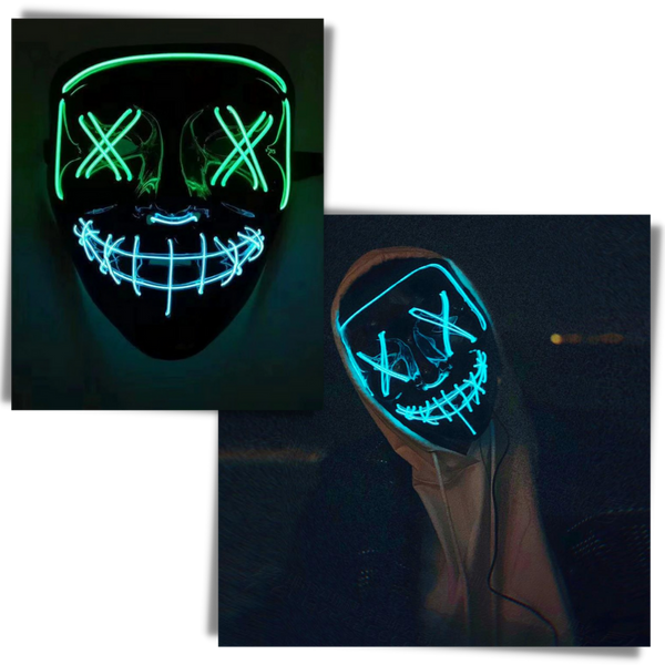 Neon Led Mask For High Visibility At Night With Waterproof Battery Cover