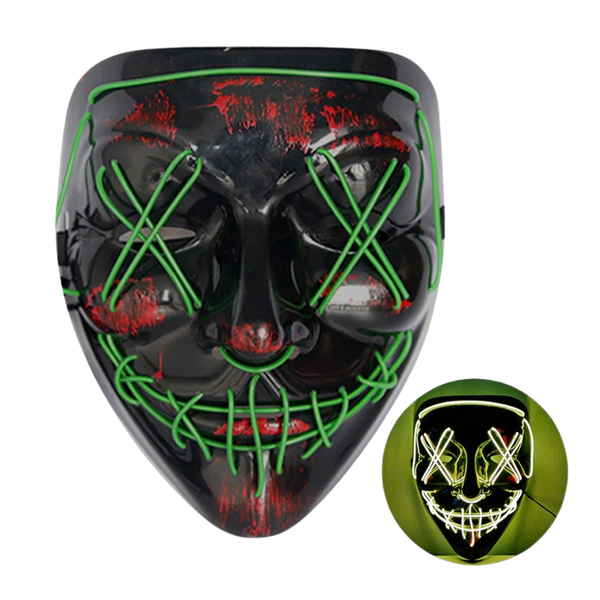 Neon Led Mask For High Visibility At Night With Waterproof Battery Cover