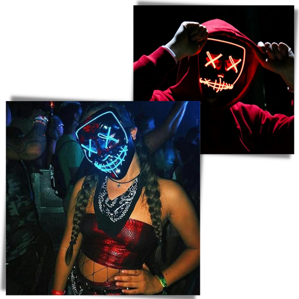 Neon Led Mask For High Visibility At Night With Waterproof Battery Cover