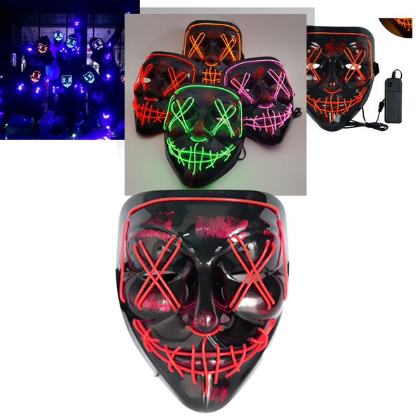 Neon Led Mask For High Visibility At Night With Waterproof Battery Cover