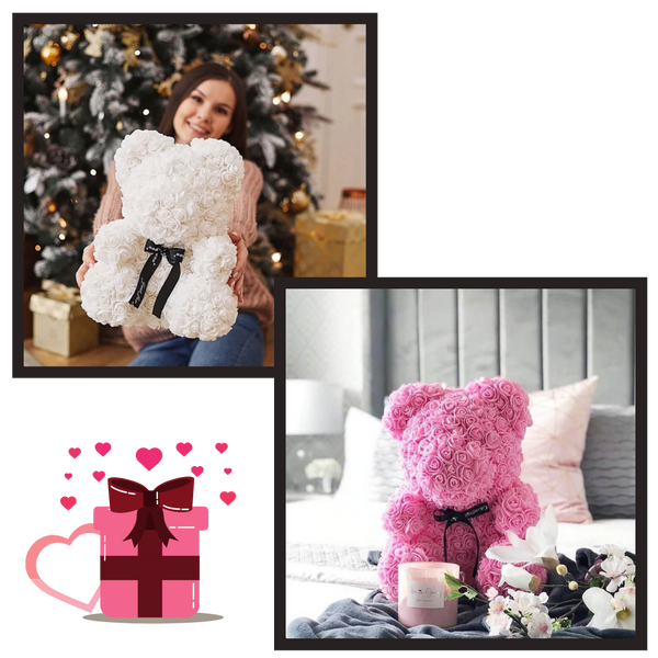 Rose Teddy Bear With Velvet Roses For A Romantic Gift Set