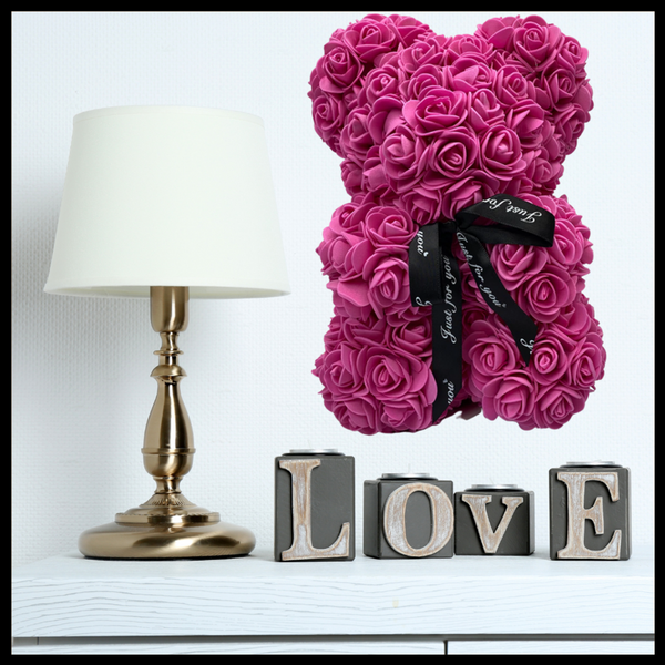 Rose Teddy Bear With Velvet Roses For A Romantic Gift Set