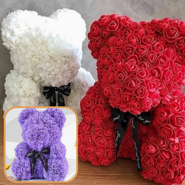 Rose Teddy Bear With Velvet Roses For A Romantic Gift Set