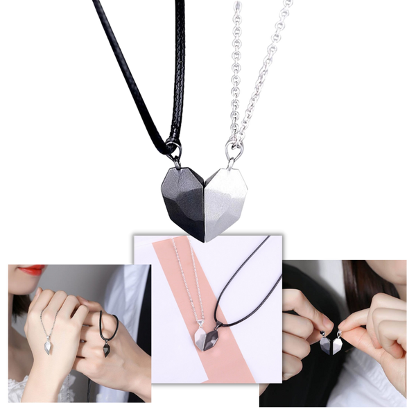 Magnetic Heart Necklace Set Matching Duo For Everyday Style