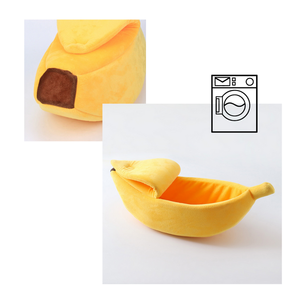 Curved Banana Like Pet Bed With Cozy Cotton Cave Design For Cats And Small Dogs