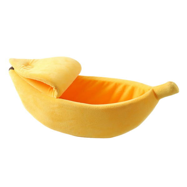 Curved Banana Like Pet Bed With Cozy Cotton Cave Design For Cats And Small Dogs