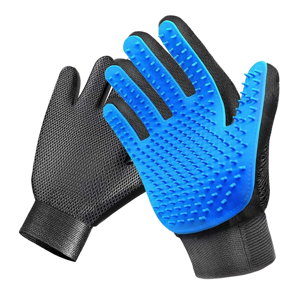Pet Grooming Glove Pair for Hair Removal and Soothing Massage