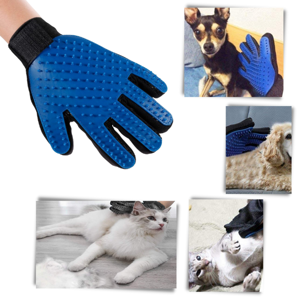Pet Grooming Glove Pair for Hair Removal and Soothing Massage