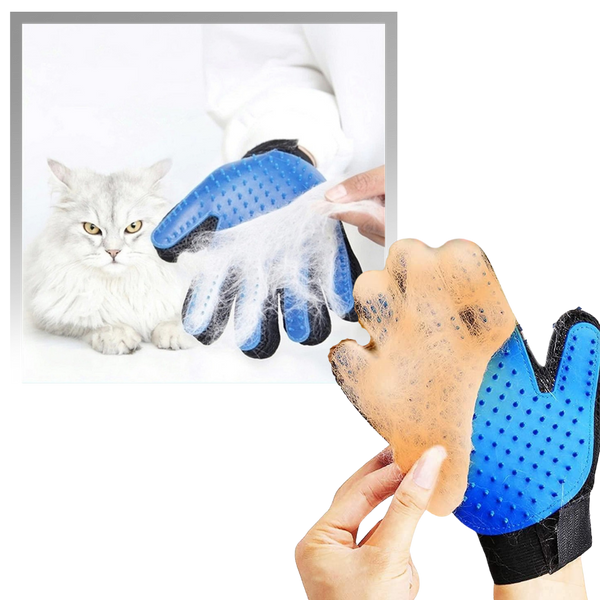 Pet Grooming Glove Pair for Hair Removal and Soothing Massage