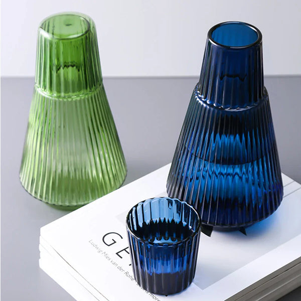 Prism Pleated Glass Carafe & Cup Set